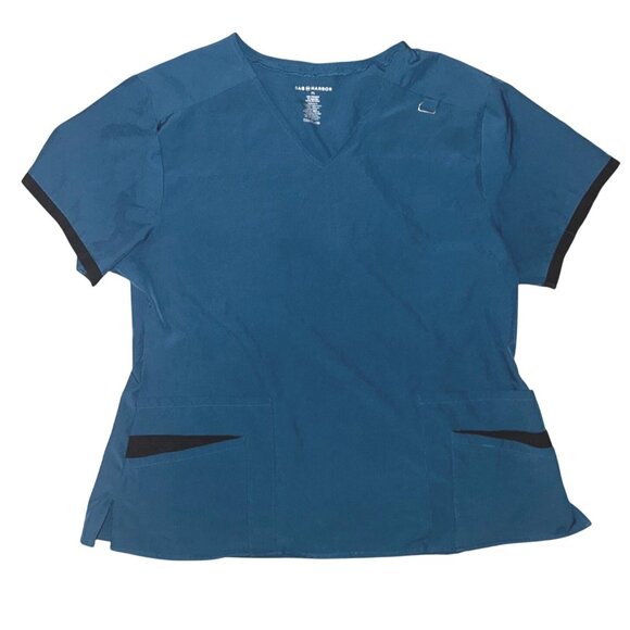 Sag Harbor Womens V-Neck Scrub Top 7/L Teal Blue - Picture 1 of 5